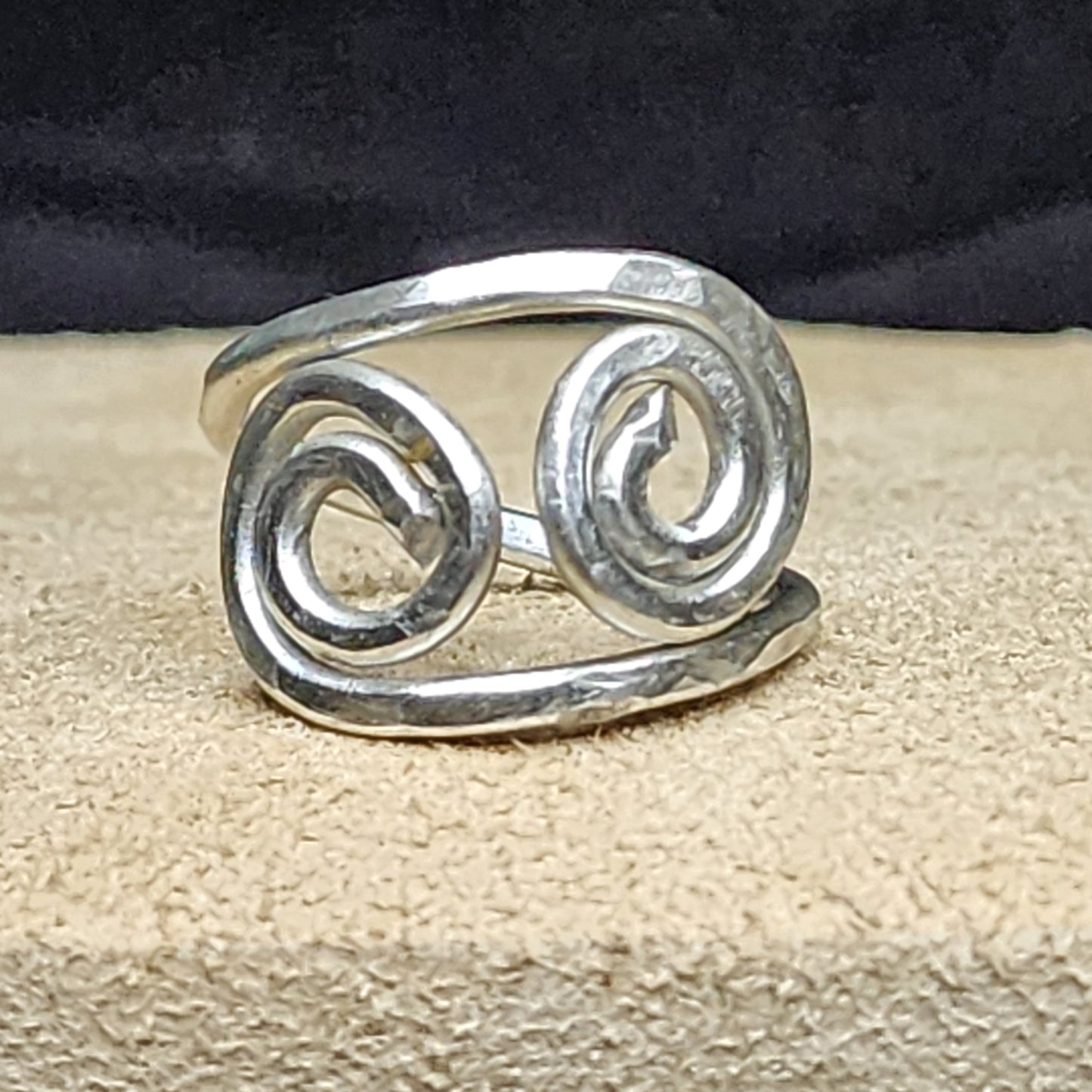 Hammered Silver Aluminium Inner Spiral Finger Ring