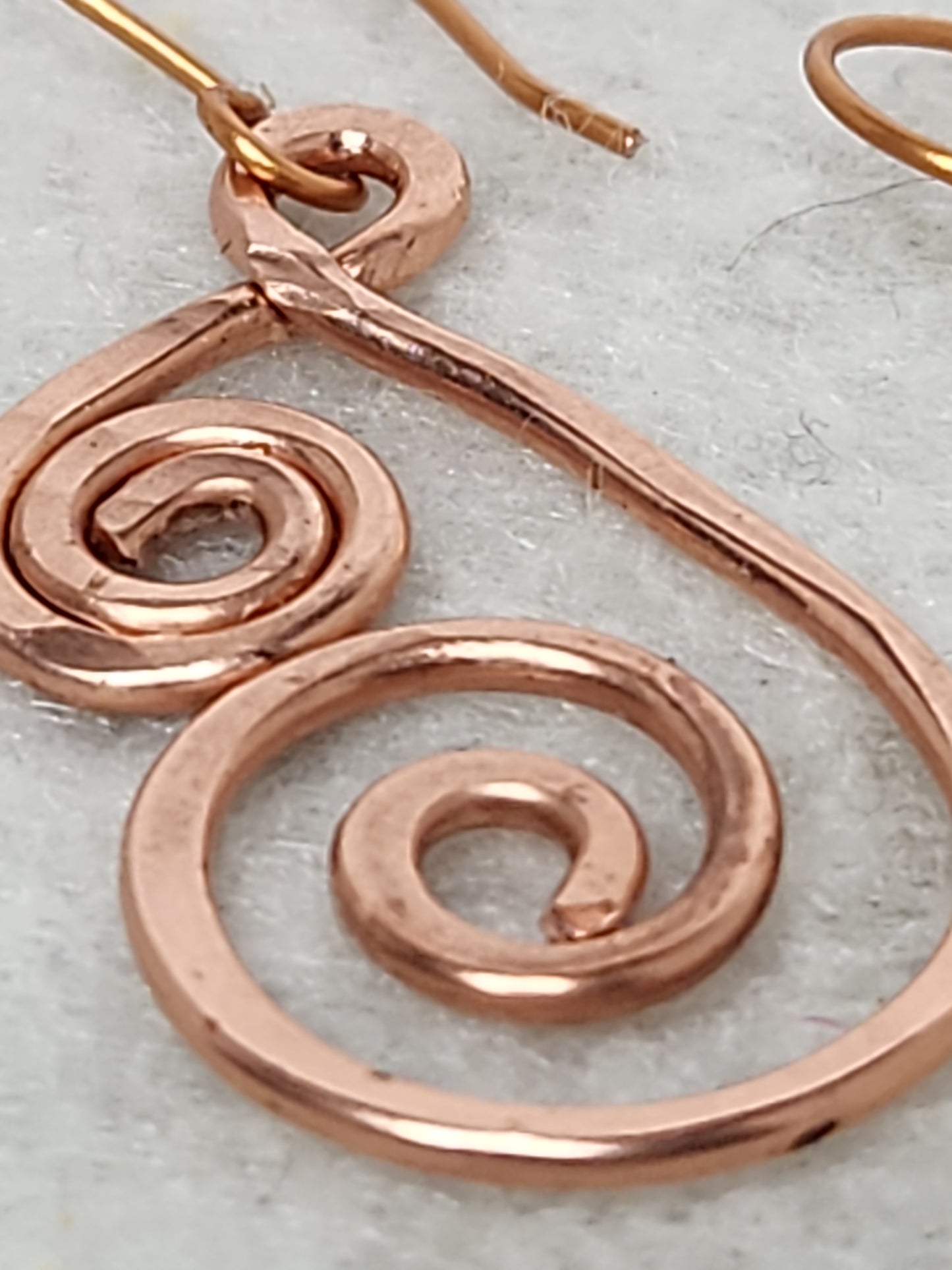 Pure Hammered Copper Artistic Spirals Earrings
