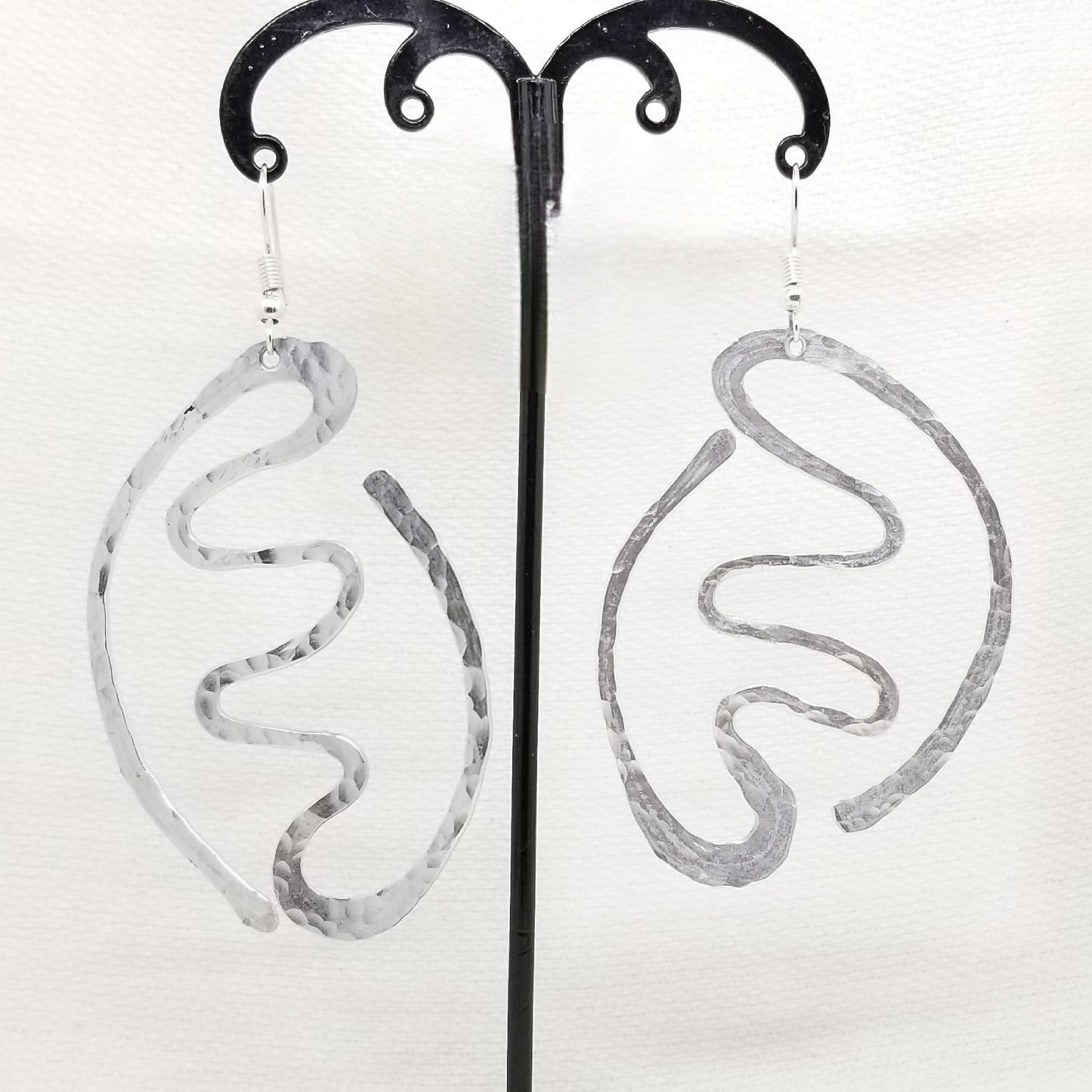 Hammered Silver Aluminum Wire Earrings | Artistic Gye Nyame | African Jewelry