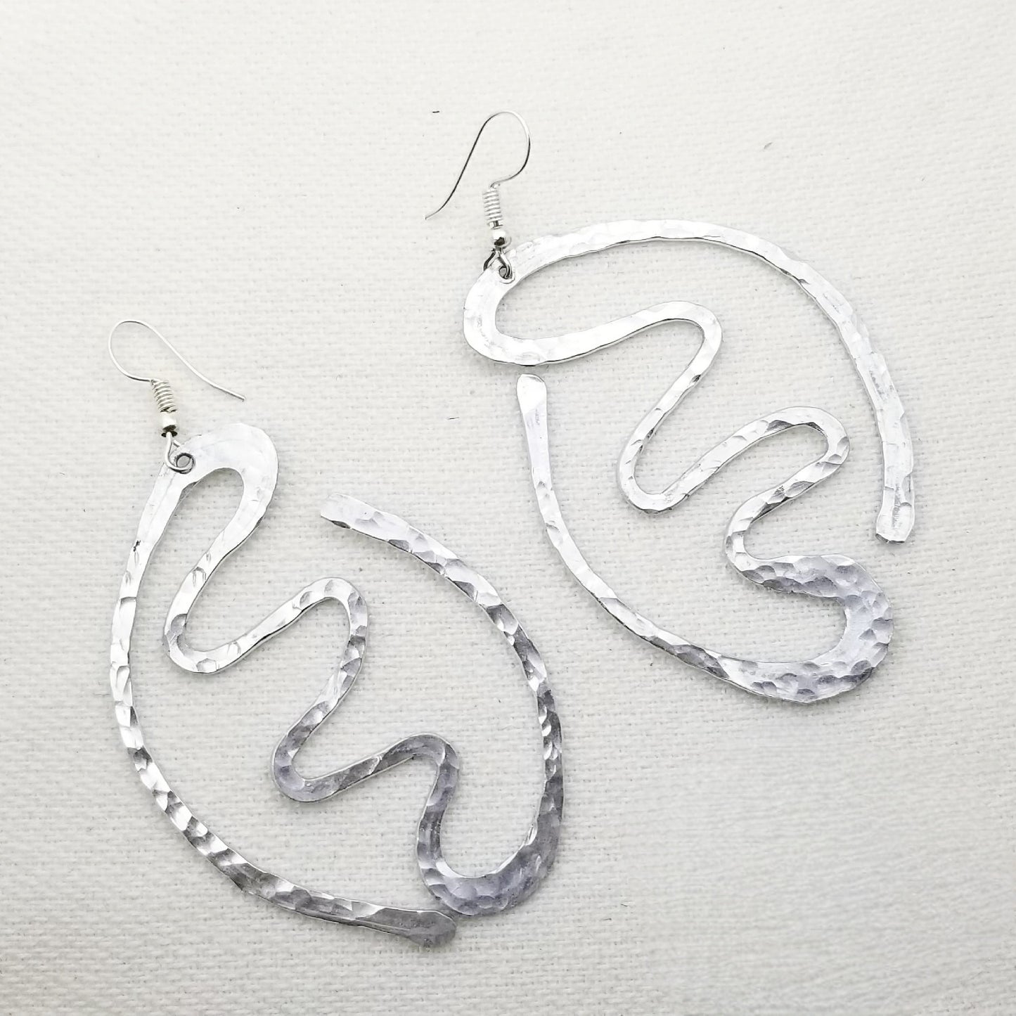 Hammered Silver Aluminum Wire Earrings | Artistic Gye Nyame | African Jewelry