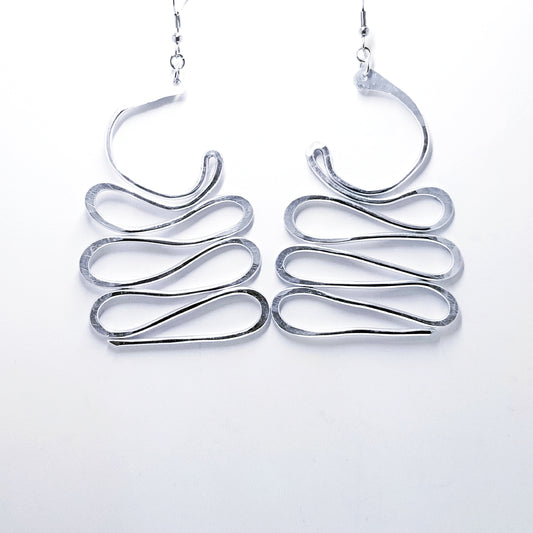 Hammered Silver Aluminum Wire Earrings | Artistic Rendition  Akoben - African Symbol | African Jewelry | Light Weight | Hypoallergenic