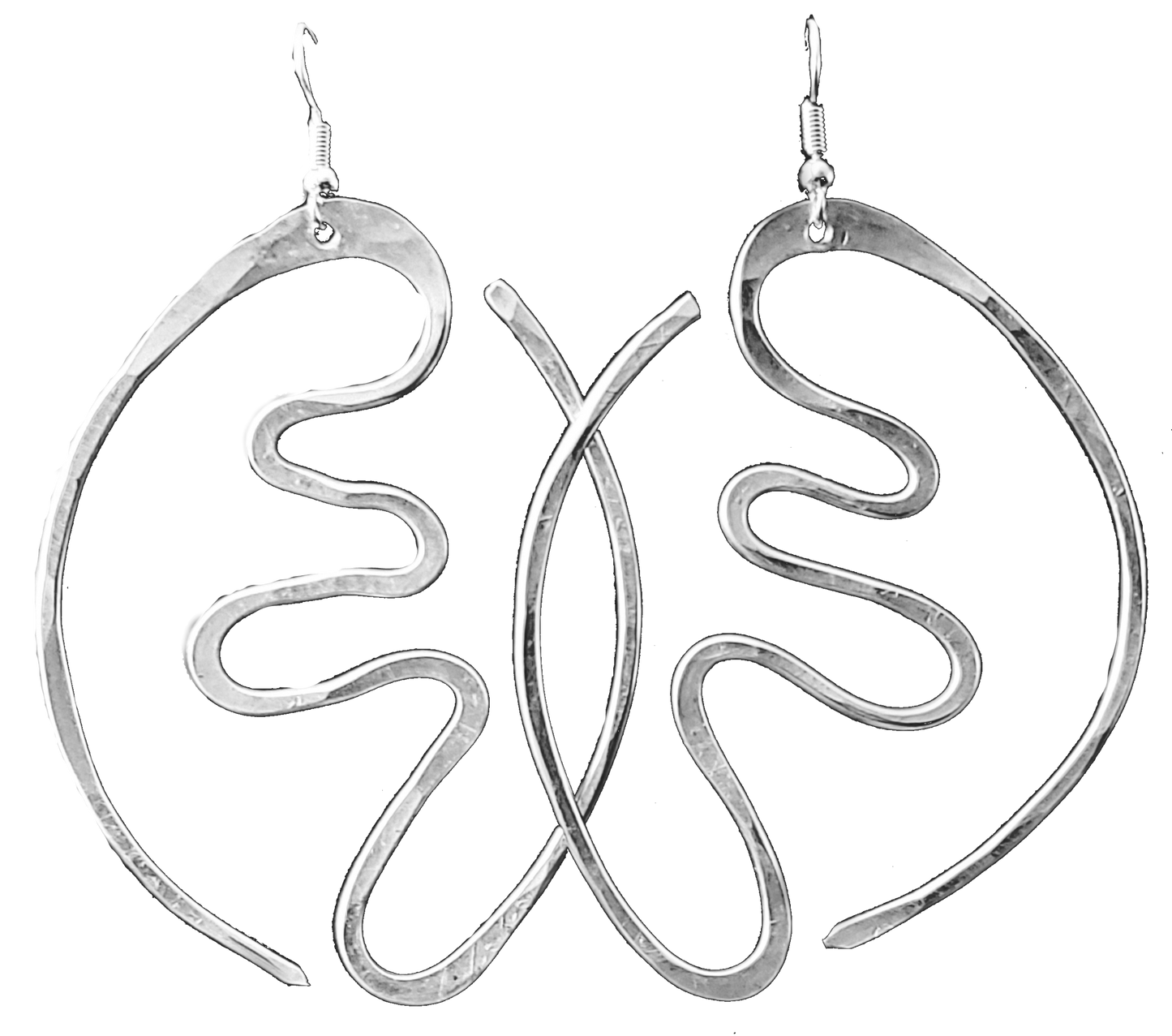 Hammered Silver Aluminum Wire Earrings | Artistic Gye Nyame | African Jewelry