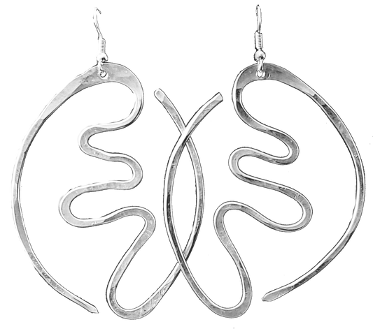 Hammered Silver Aluminum Wire Earrings | Artistic Gye Nyame | African Jewelry