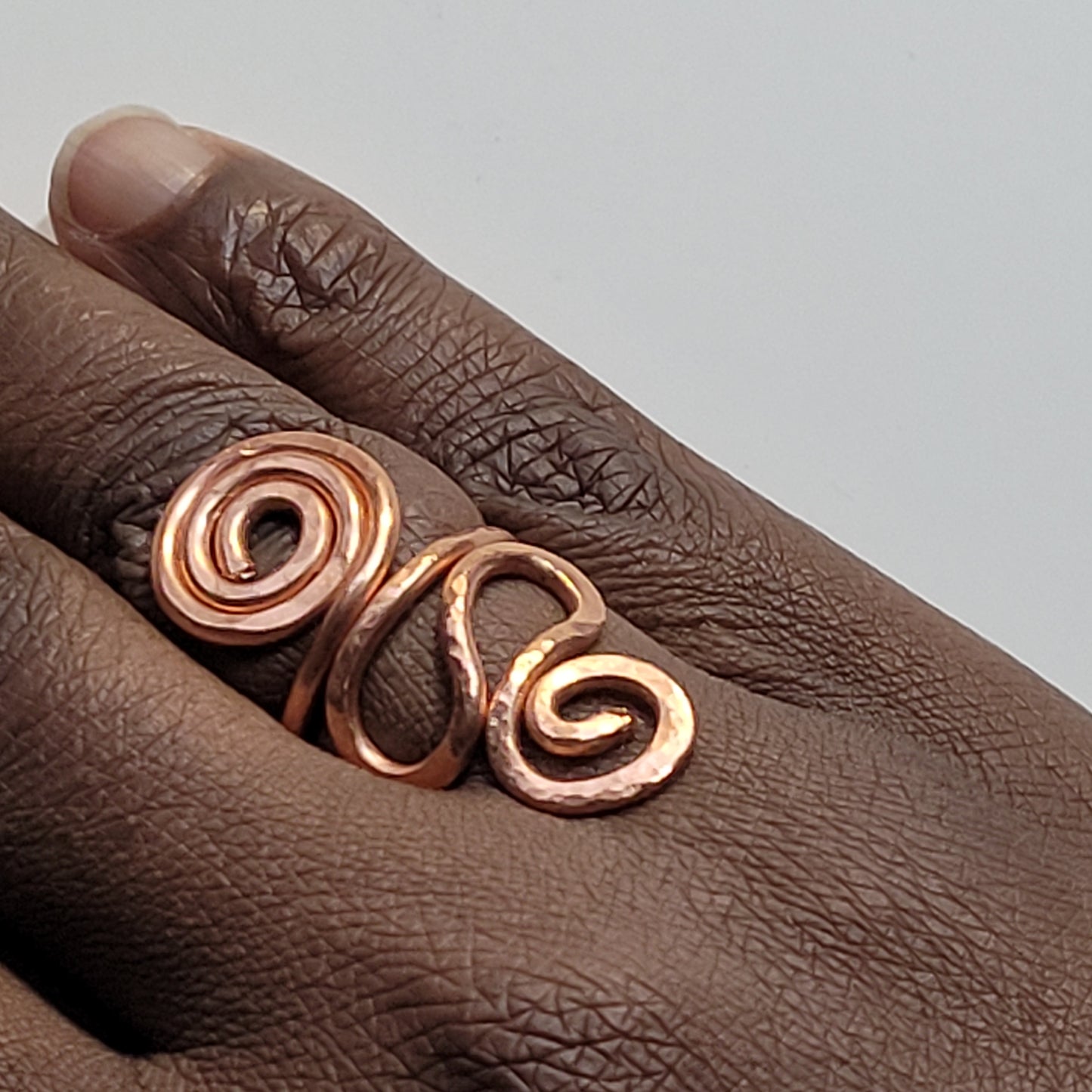 Hammered Copper Swirl and Scroll Ring | Statement Ring | Wire Jewelry | Copper Jewelry | Intention Jewelry