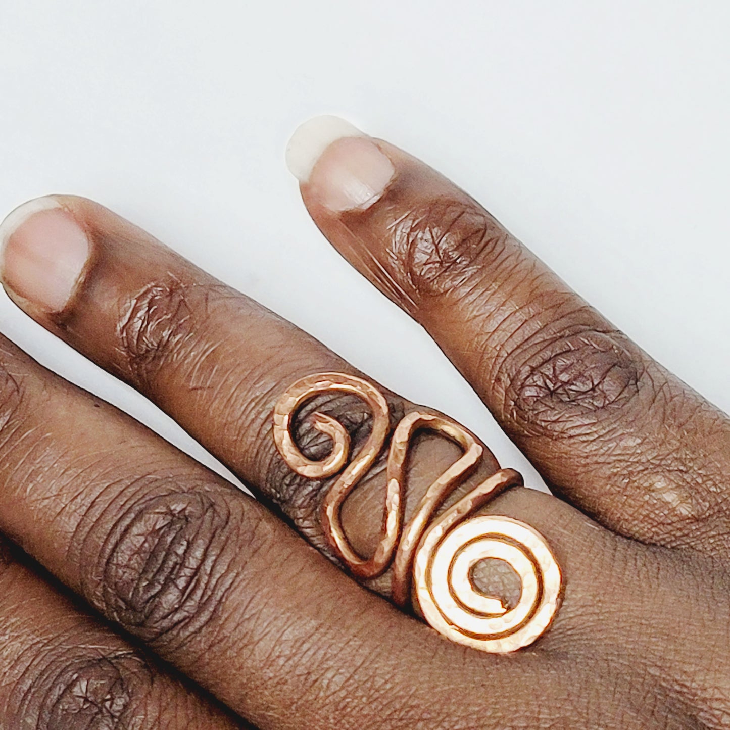 Hammered Copper Swirl and Scroll Ring | Statement Ring | Wire Jewelry | Copper Jewelry | Intention Jewelry