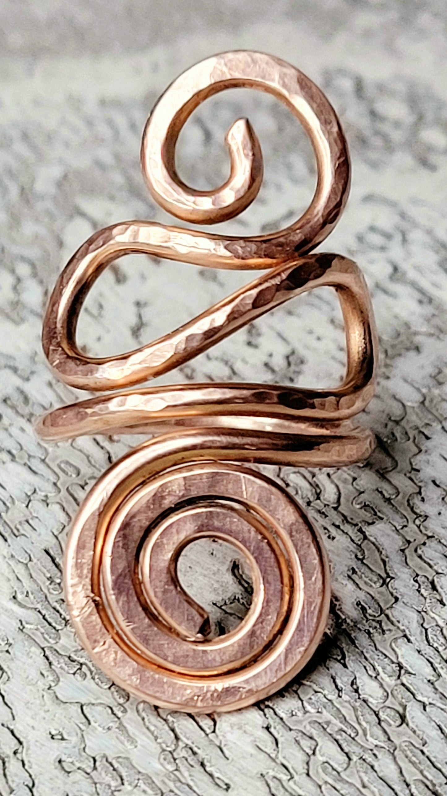 Hammered Copper Swirl and Scroll Ring | Statement Ring | Wire Jewelry | Copper Jewelry | Intention Jewelry