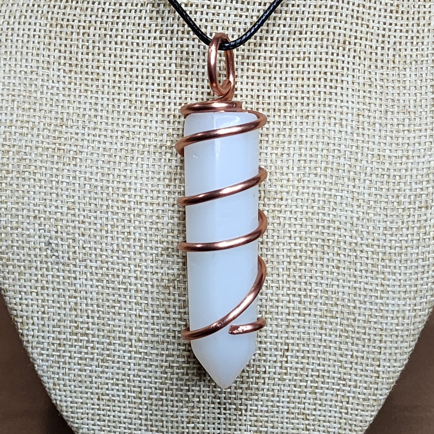 Copper Wrapped Opalite Crystal Pendant | Intention Jewelry | Crystal Jewelry