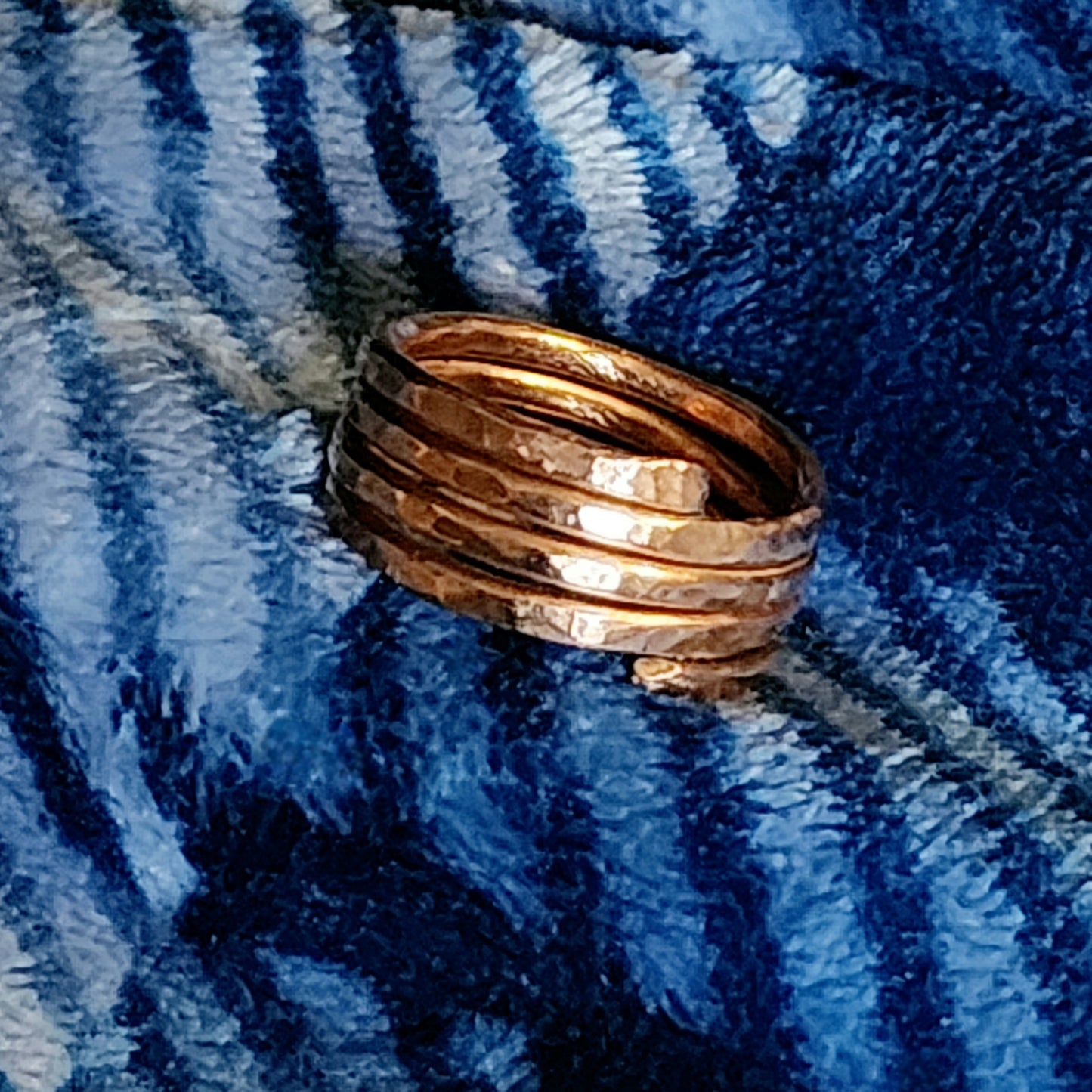 Solid Copper Hammered Four Coil Stack Ring | Copper Jewelry