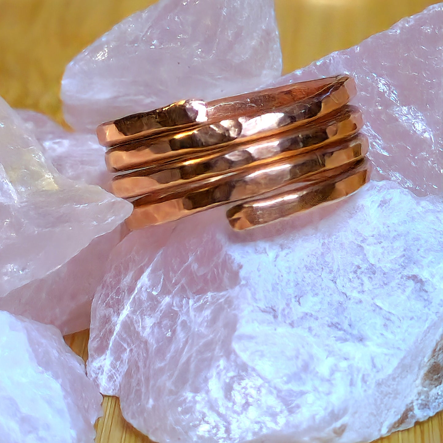 Solid Copper Hammered Four Coil Stack Ring | Copper Jewelry