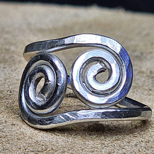 Hammered Silver Aluminium Inner Spiral Finger Ring