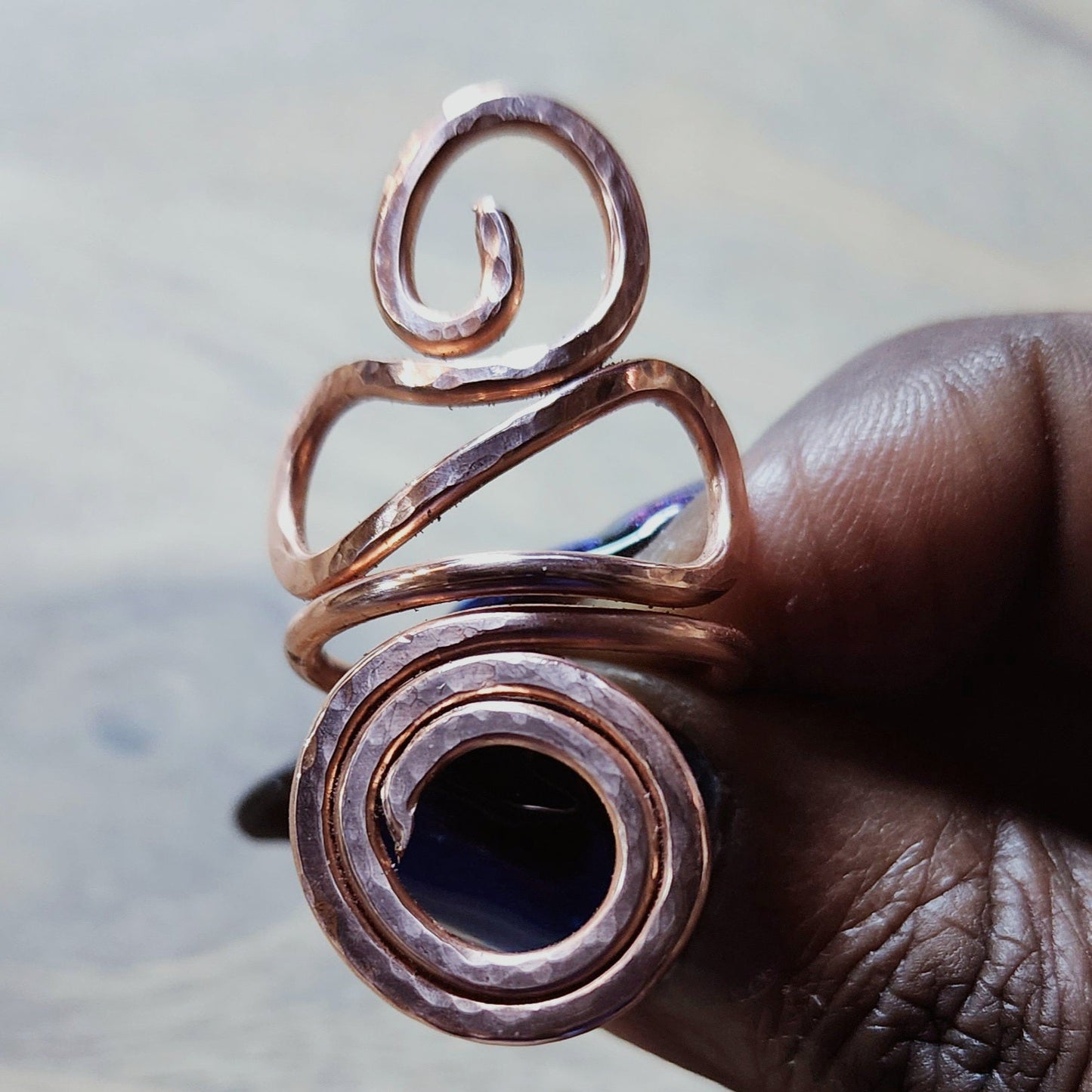 Hammered Copper Swirl and Scroll Ring | Statement Ring | Wire Jewelry | Copper Jewelry | Intention Jewelry
