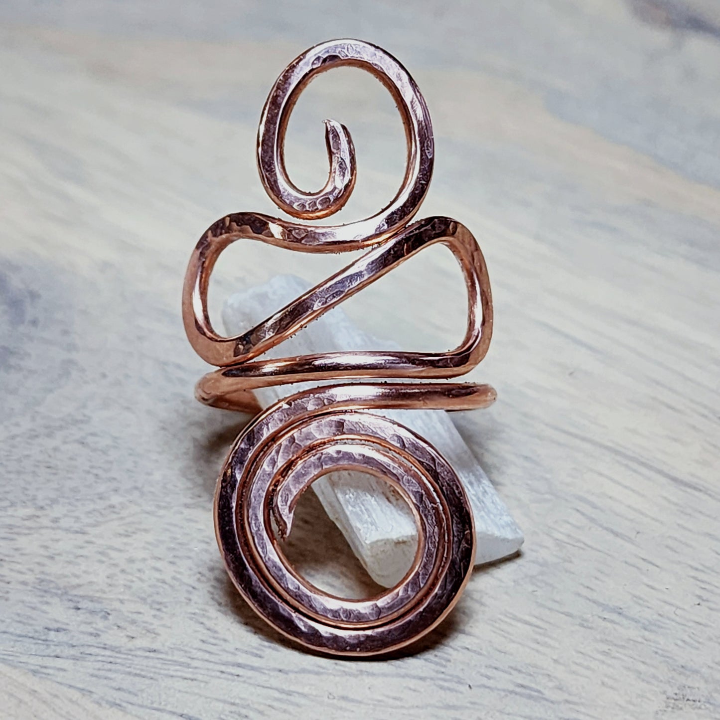 Hammered Copper Swirl and Scroll Ring | Statement Ring | Wire Jewelry | Copper Jewelry | Intention Jewelry