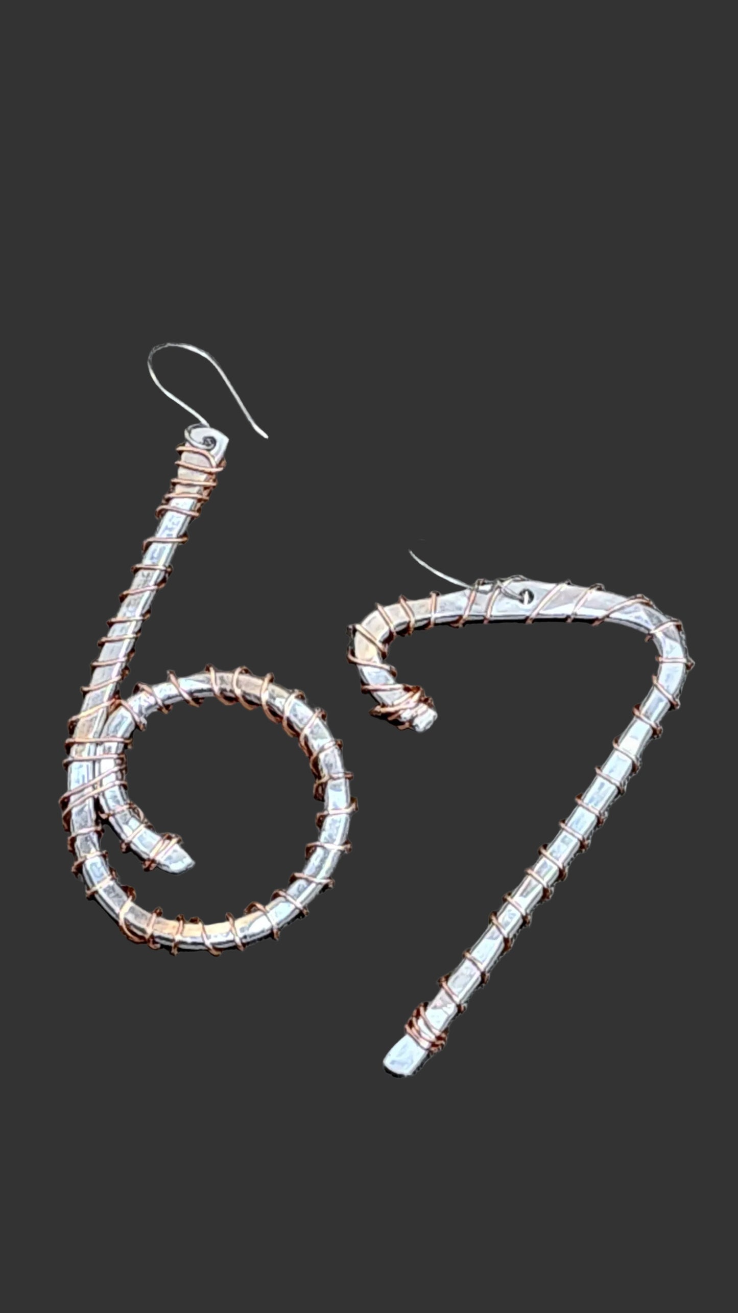 67 Hammered Aluminum & Copper Wrapped Earrings