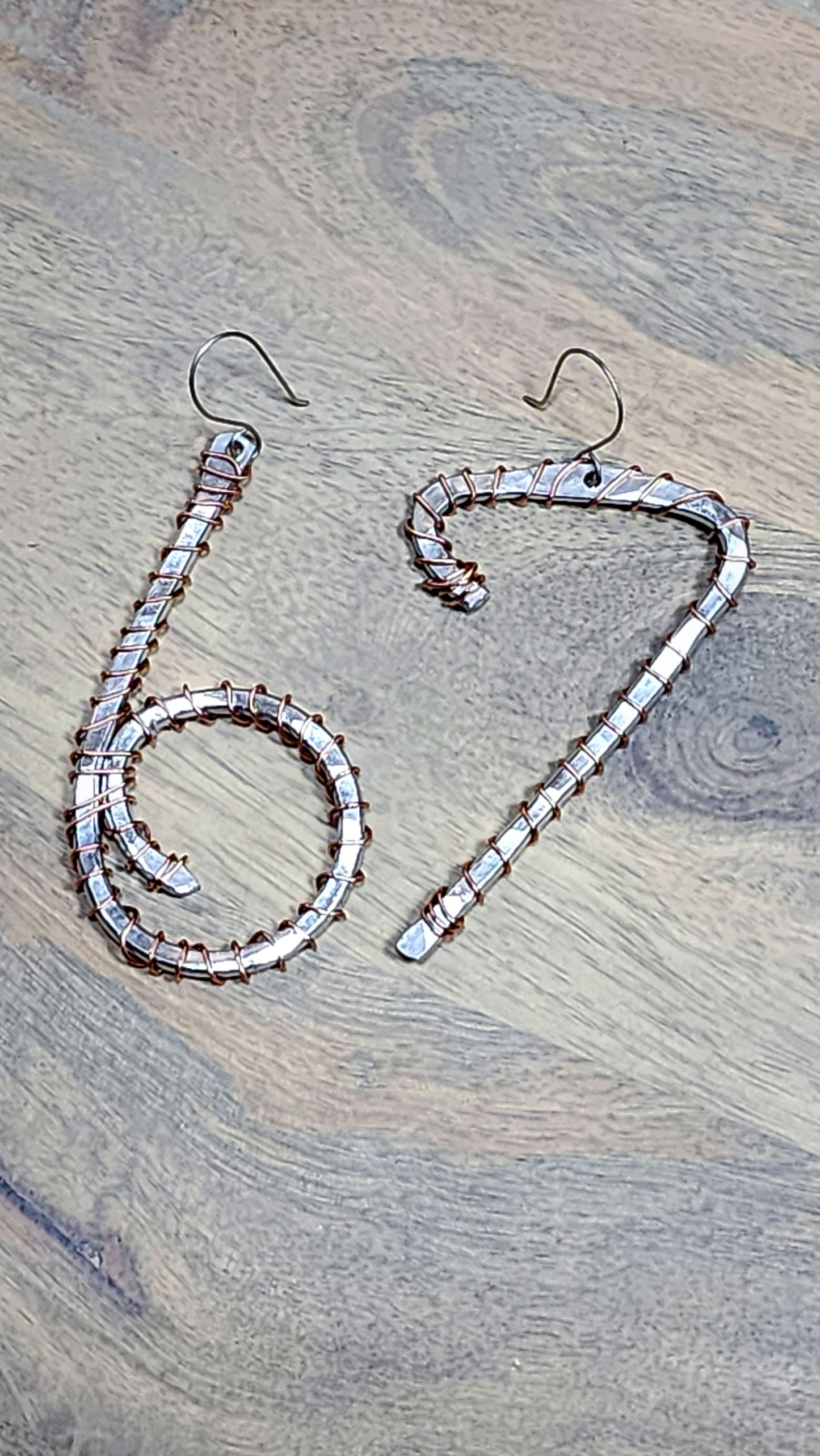 67 Hammered Aluminum & Copper Wrapped Earrings