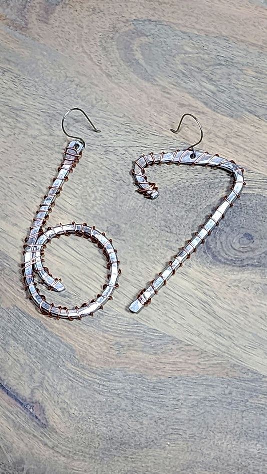 67 Hammered Aluminum & Copper Wrapped Earrings