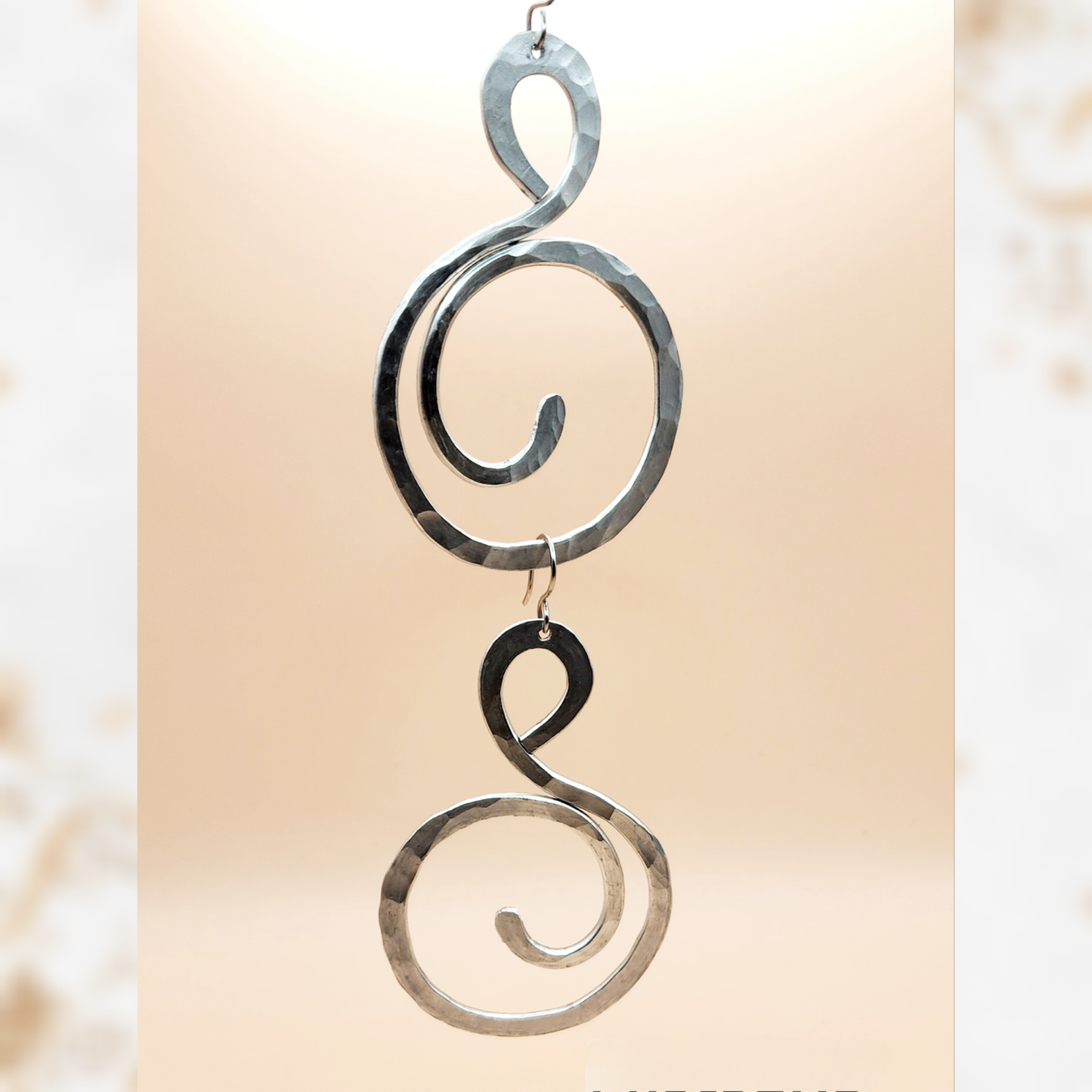 Hammered Silver Aluminum Artistic Curl Earrings | Light Weight | Aluminum Jewelry | Wire Jewelry