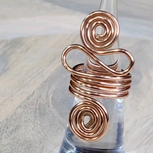 Copper Mother | Goddess Wrapped Swirl Hammered Statement Ring | Copper Ring | Wire Ring