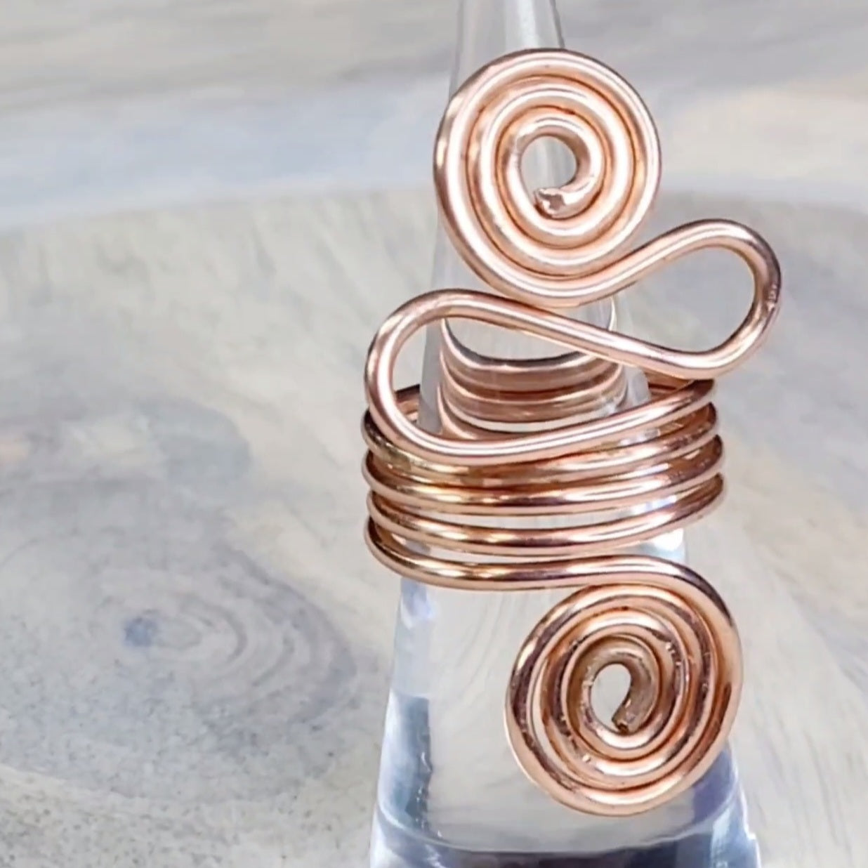 Copper Mother | Goddess Wrapped Swirl Hammered Statement Ring | Copper Ring | Wire Ring