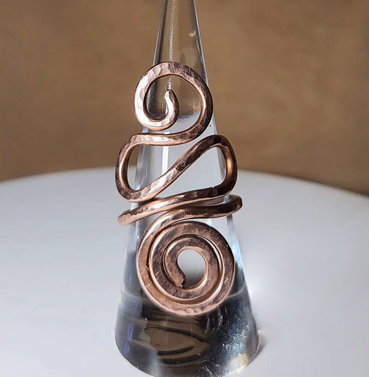 Hammered Copper Swirl and Scroll Ring | Statement Ring | Wire Jewelry | Copper Jewelry | Intention Jewelry