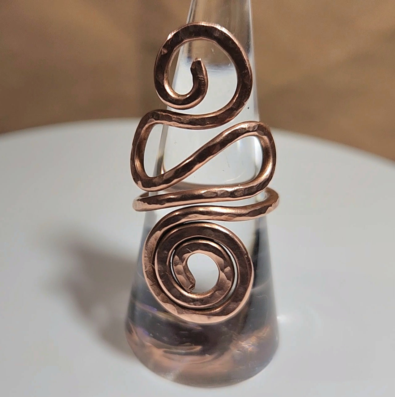 Hammered Copper Swirl and Scroll Ring | Statement Ring | Wire Jewelry | Copper Jewelry | Intention Jewelry