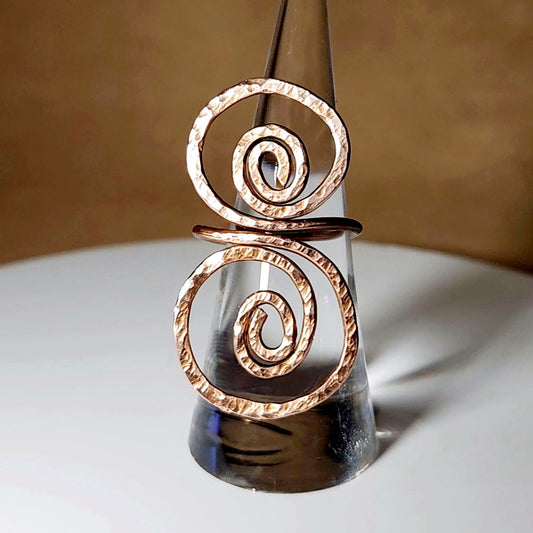 Hammered Double Spiral Copper Ring