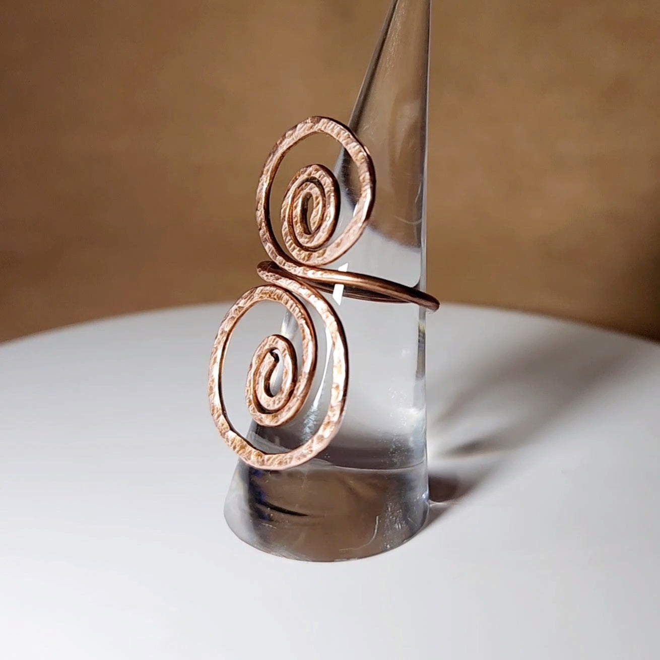 Hammered Double Spiral Copper Ring